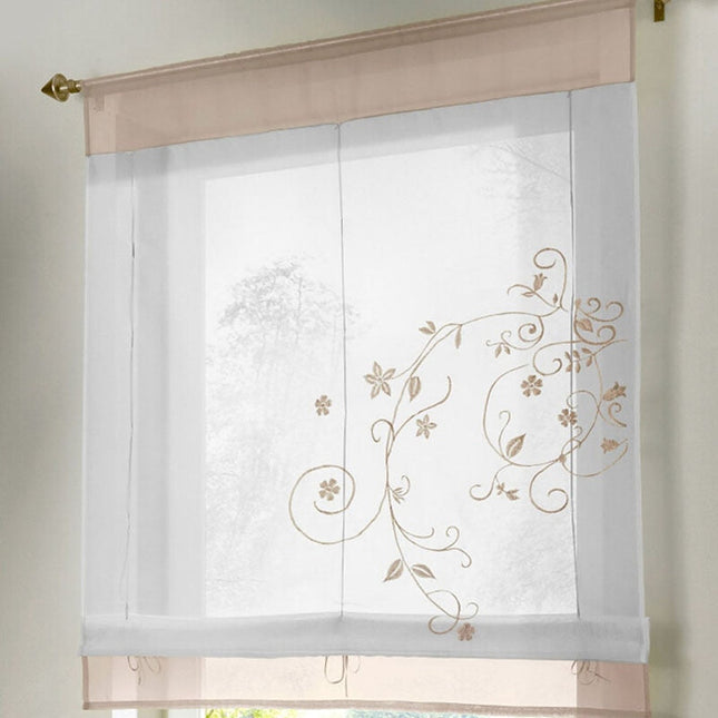 Visillo blanco bordado para ventana