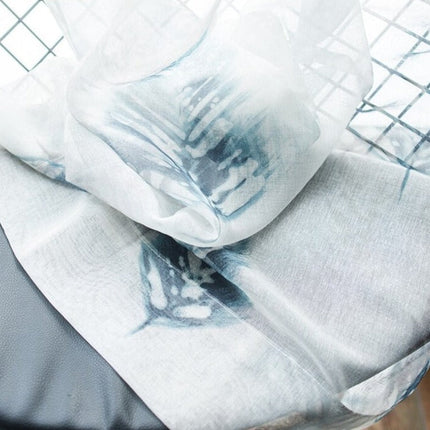 Visillo de lino con estampado plumas