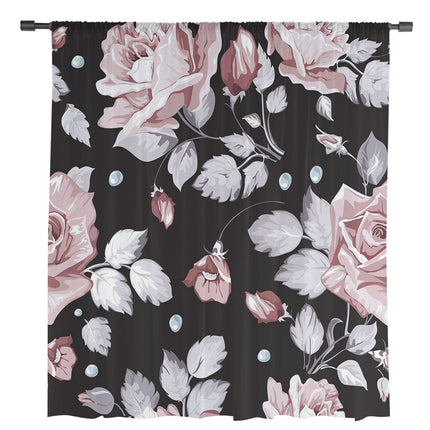 Visillo con estampado de rosas grandes