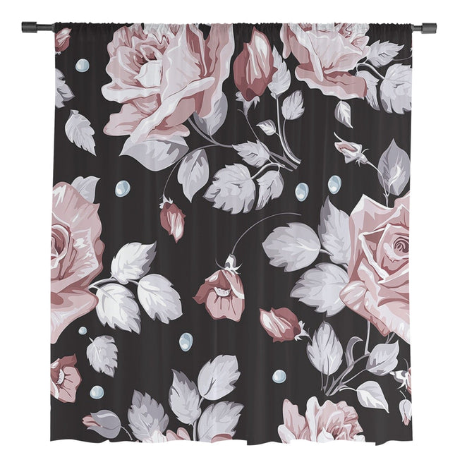 Visillo con estampado de rosas grandes