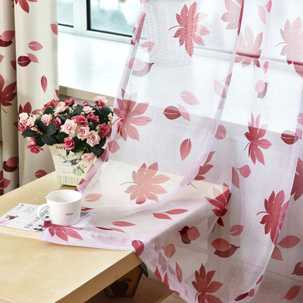 Visillo translúcido con hojas de arce