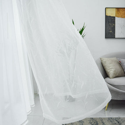 Visillo efecto lino con estampado vegetal