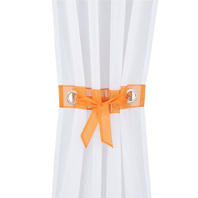 Cortina de cocina con ojales azules