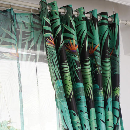 Cortina opaca diseño jungla para salón