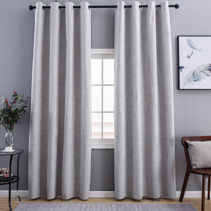 Cortina Opaca Efecto Lino Gris
