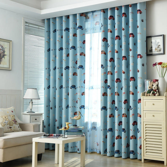 Cortina Opaca Infantil Azul Coches