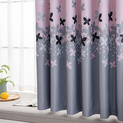 Cortina bicolor con estampado de mariposas