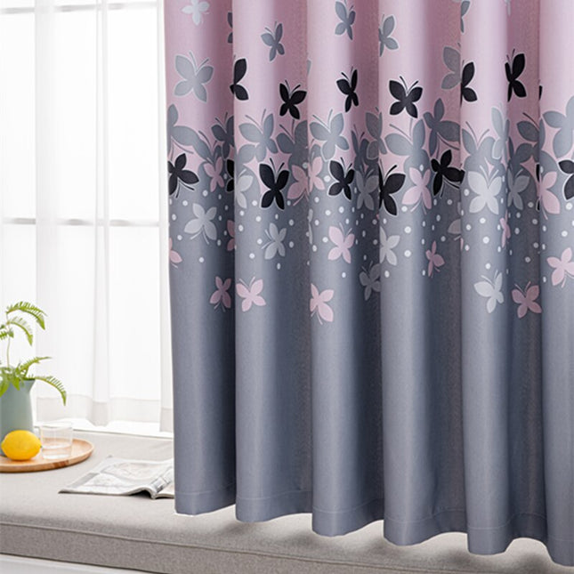 Cortina bicolor con estampado de mariposas