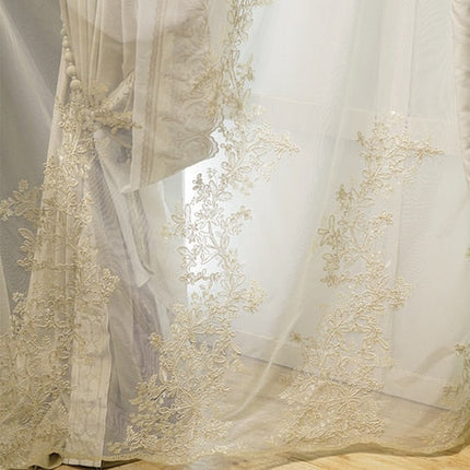 Visillo blanco bordado con flores