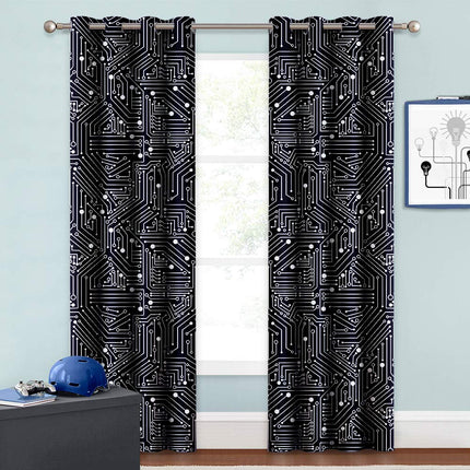 Cortina juvenil con estampado circuito