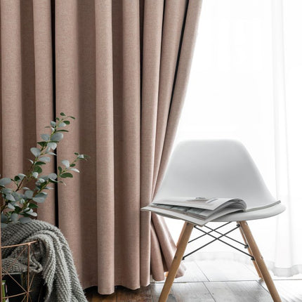 Cortina Opaca Efecto Lino Salmón