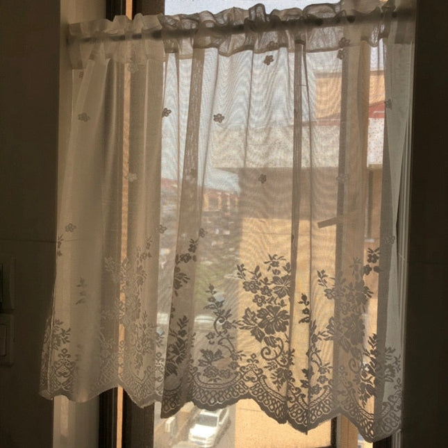 Visillo blanco con textura efecto jacquard