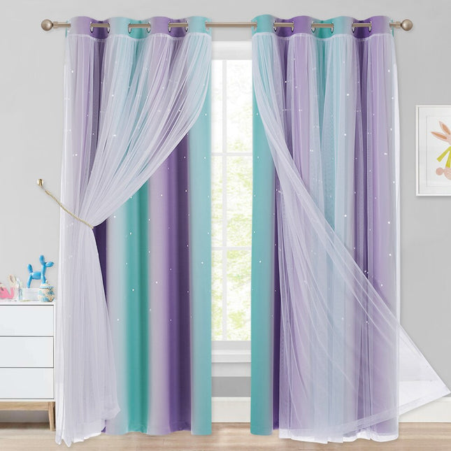 Cortina opaca con visillo de estrellas