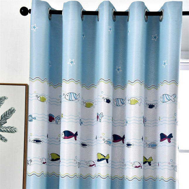 Cortina infantil con estampado del mar