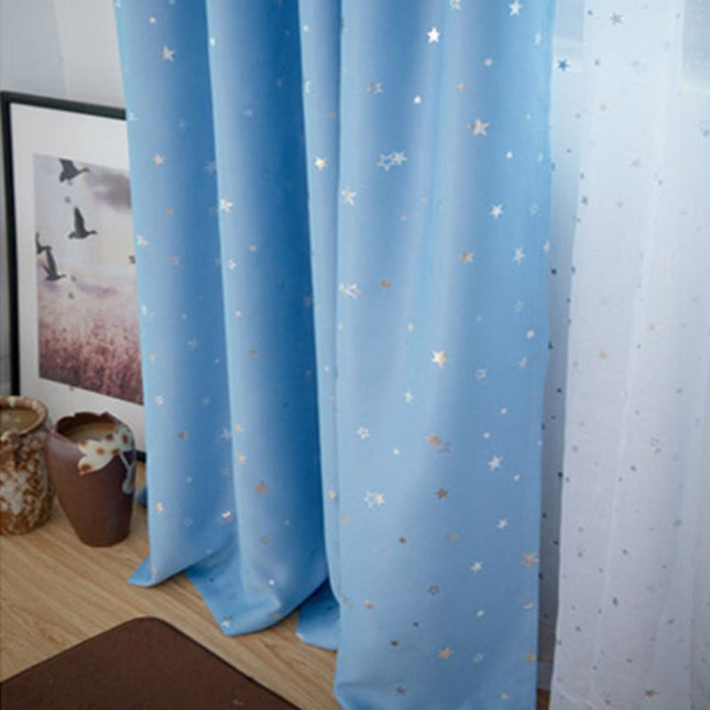 Cortina opaca azul cielo con estrellas