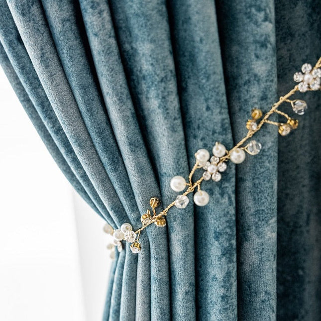 Cortina opaca de chenilla para salón