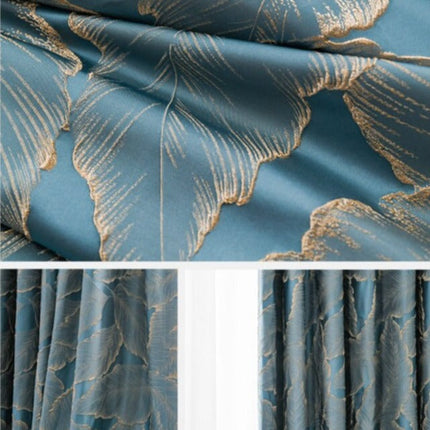 Cortina jacquard opaca con relieve dorado