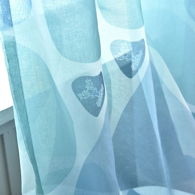 Visillo infantil azul con estampado renos