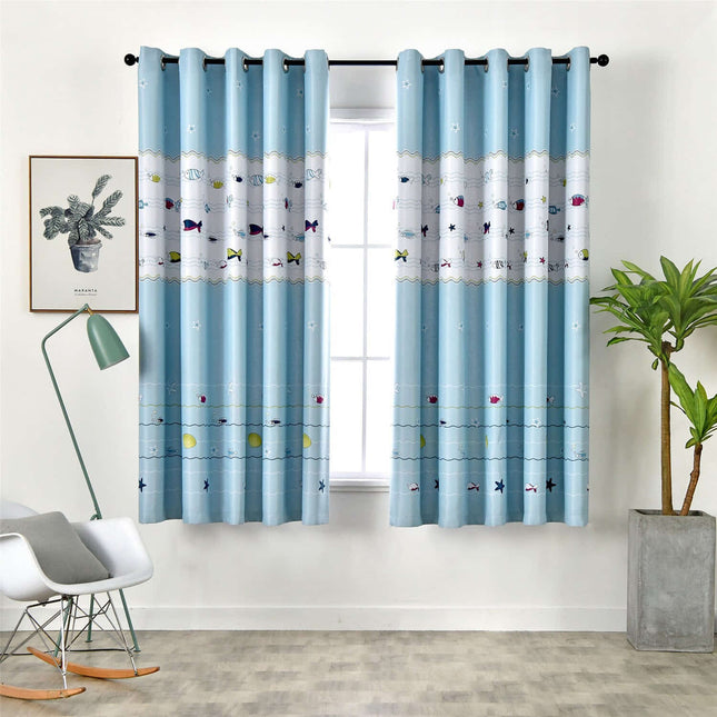 Cortina infantil con estampado del mar