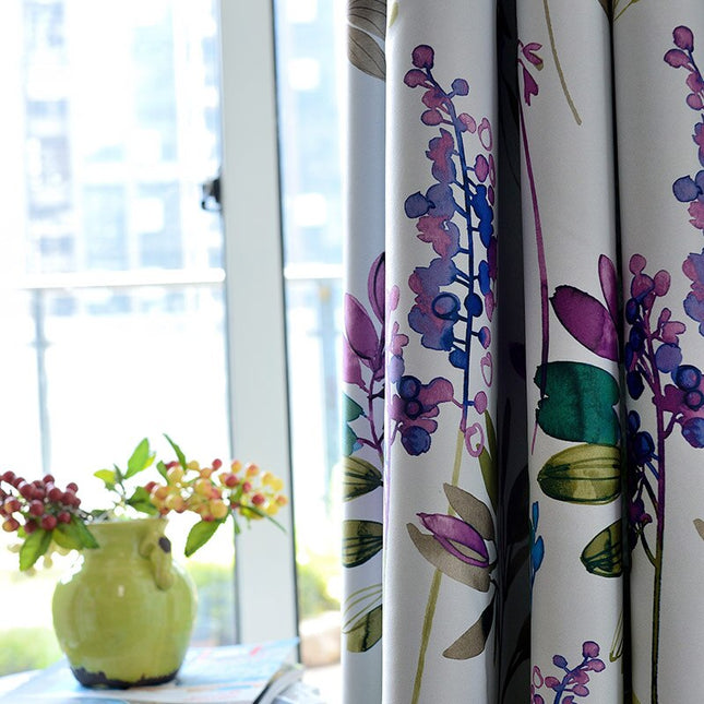 Cortina opaca con estampado floral acuarela