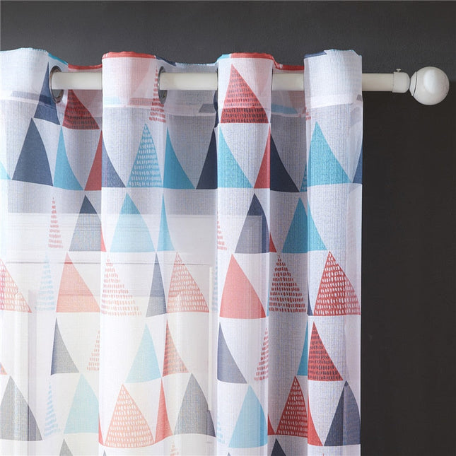 Visillo con estampado geométrico rojo