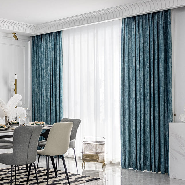 Cortina opaca de chenilla para salón