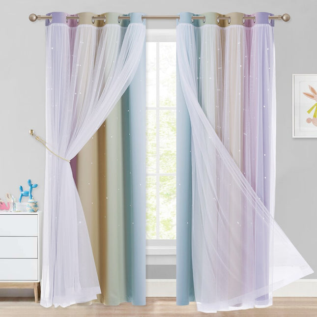 Cortina opaca con visillo de estrellas