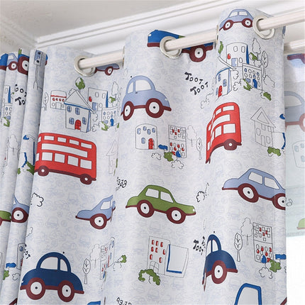 Cortina opaca infantil con vehículos urbanos