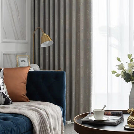 Cortina Opaca Jacquard con Hojas Tonales