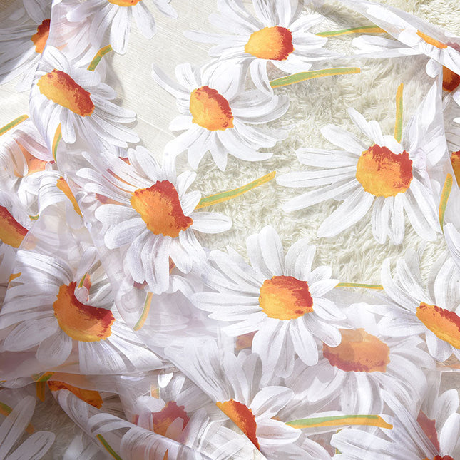 Visillo estampado con flores de margaritas