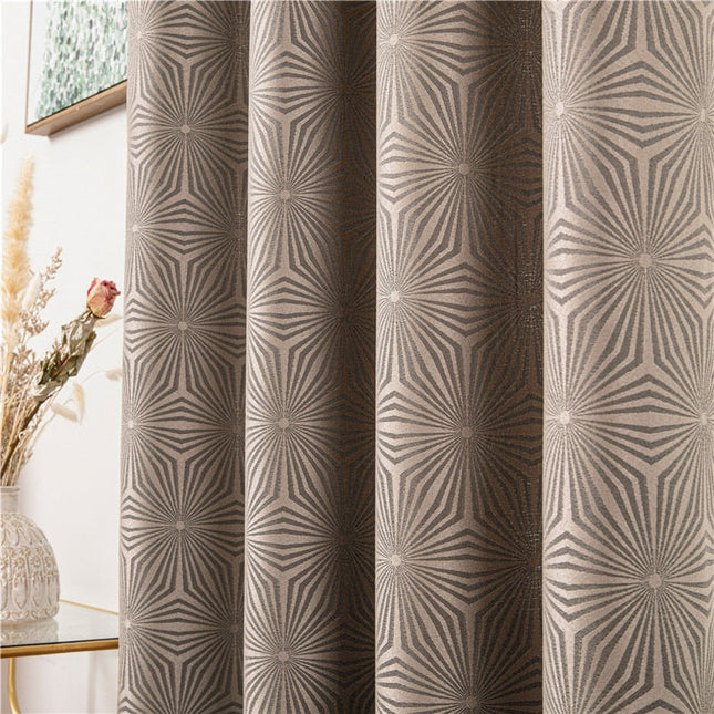 Cortina Opaca Geométrica Color Marrón