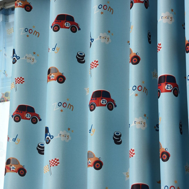 Cortina Opaca Infantil Azul Coches