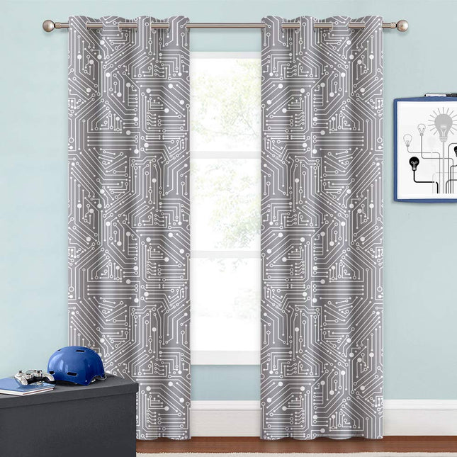 Cortina juvenil con estampado circuito