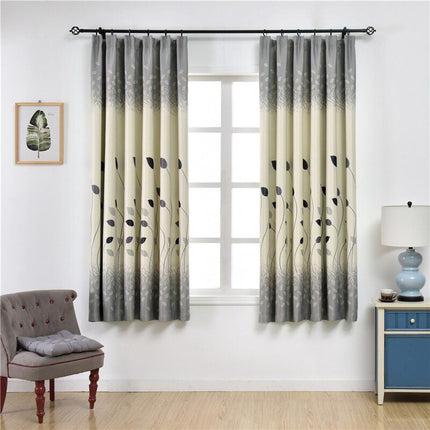 Cortina bicolor con estampado de hojas