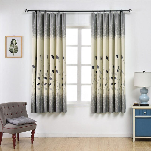 Cortina bicolor con estampado de hojas