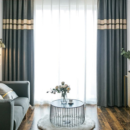 Cortina de Salón Gris con Franja