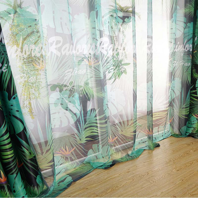 Cortina y visillo con motivo jungla
