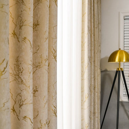 Cortina opaca con estampado mármol dorado