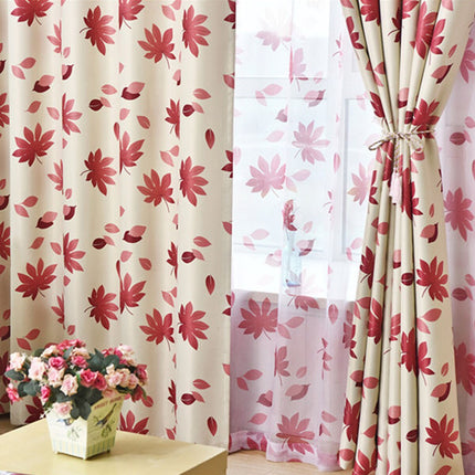 Cortina opaca estampada con hojas otoñales