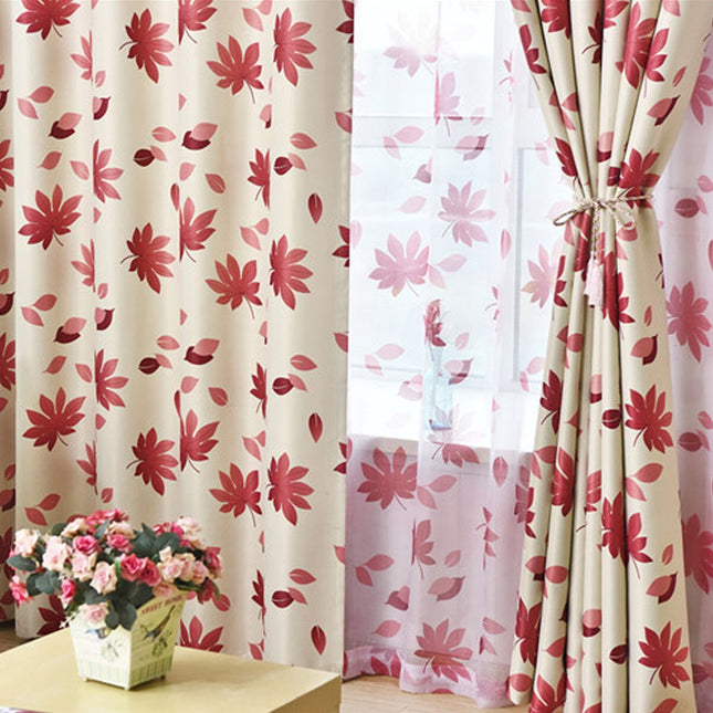 Cortina opaca estampada con hojas otoñales