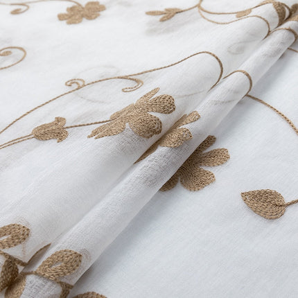 Visillo bordado con ramas y flores