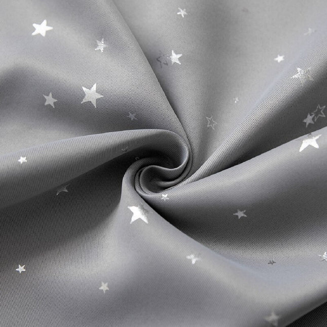 Cortina Infantil Opaca Gris con Estrellas