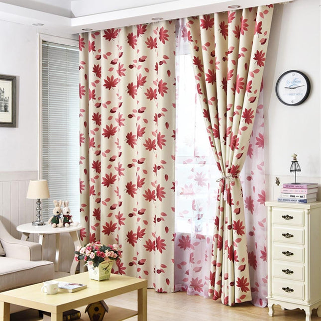 Visillo translúcido con hojas de arce