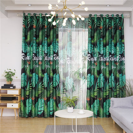 Cortina opaca diseño jungla para salón