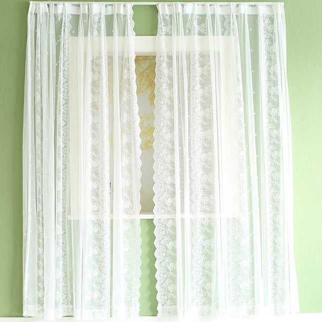 Visillo blanco bordado con encaje floral