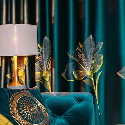 Cortina opaca bordada azul petróleo floral