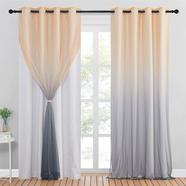 Cortina opaca doble con visillo degradado