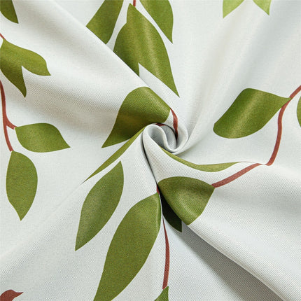 Cortina con estampado de hojas y pájaros