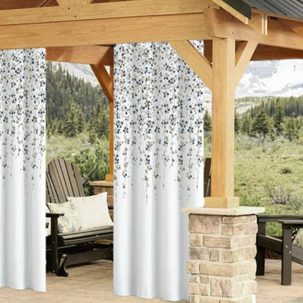 Cortina exterior con estampado floral azul