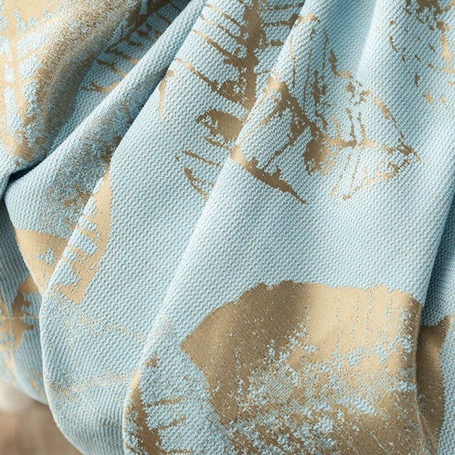 Cortina de salón con estampado hojas doradas